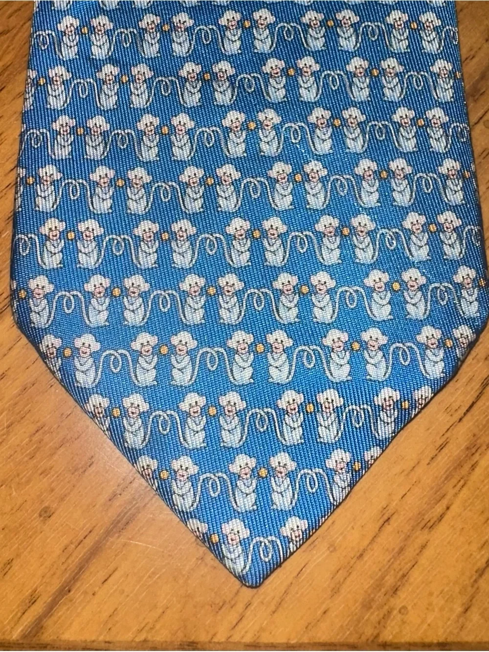 Salvatore Ferragamo Mens Silk Tie Blue Monkey Animal Print Made in Italy